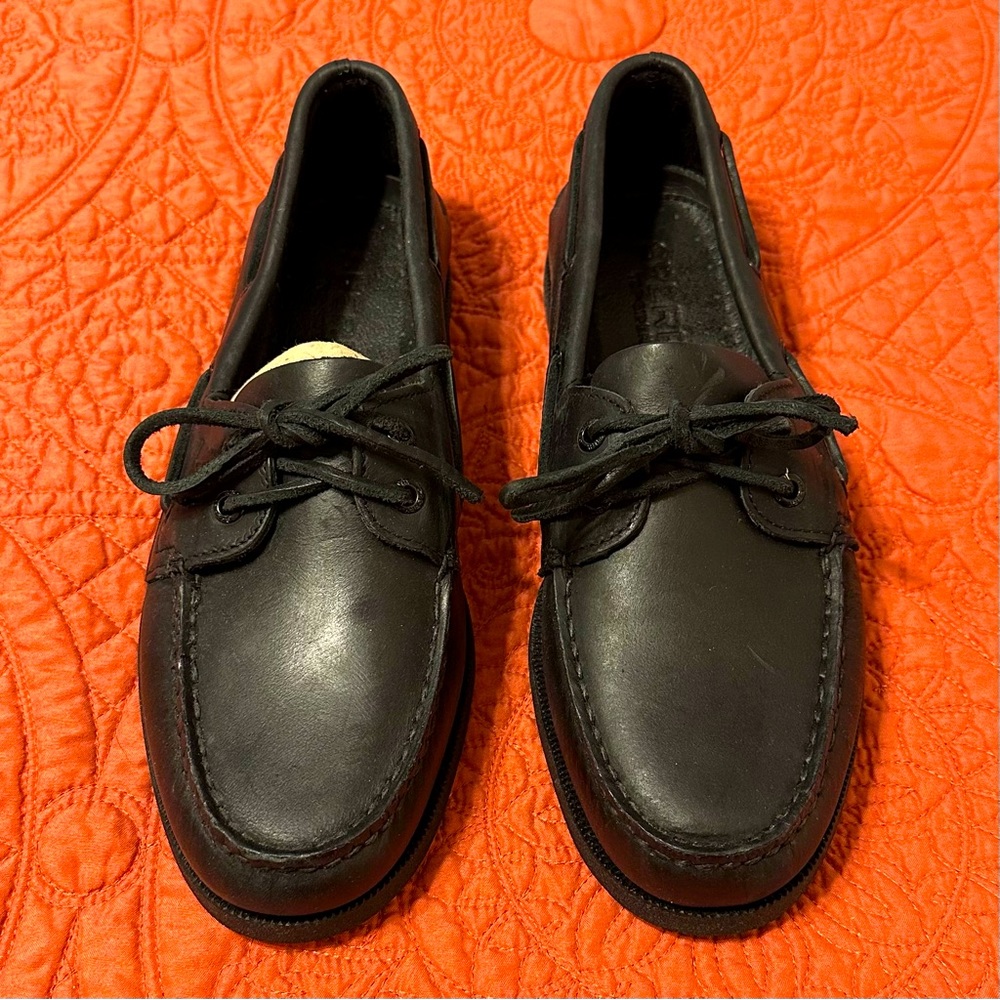 SPERRY Top Sider boat shoe. Black, mens 9.5